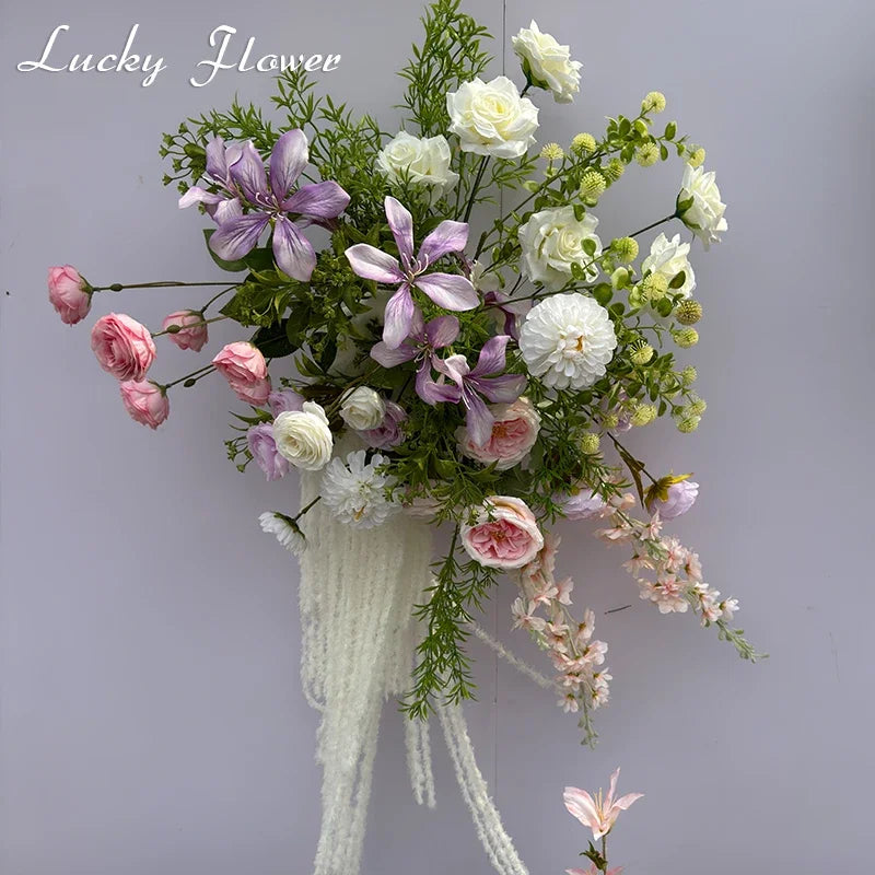 Outdor Wedding Decoration Artificial Flowers Hanging Flower Row Road Leading Flower Ball Floral Backdrop Decor Floor Flower Row Good Vibrations