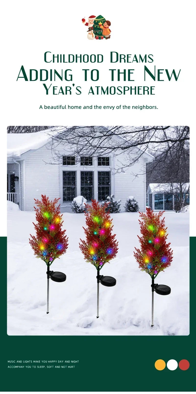 2025 Hot Outdoor Decoration Christmas Tree Light Solar Charging Simulation Pine Tree 20 LED Lawn Light Garden Decoration Light Good Vibrations