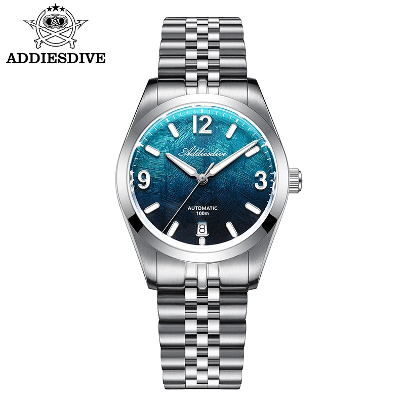 ADDIESDIVE 2026 New Men's Automatic Mechanical Watch 100m Waterproof Sapphire Crystal Calendar Super Luminous Dive Male Watches Good Vibrations