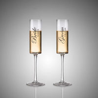 Set of 2 Personalized Mr and Mrs Wedding Flutes Champagne Toasting Glasses Couple Gift Groom Bride Toasting Glasses Good Vibrations