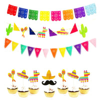 Mexican Pinata Happy Birthday Banners Party Decorations Rainbow Tassel Garlands Flags Table Runner Cinco De Mayo Party Supplies Good Vibrations
