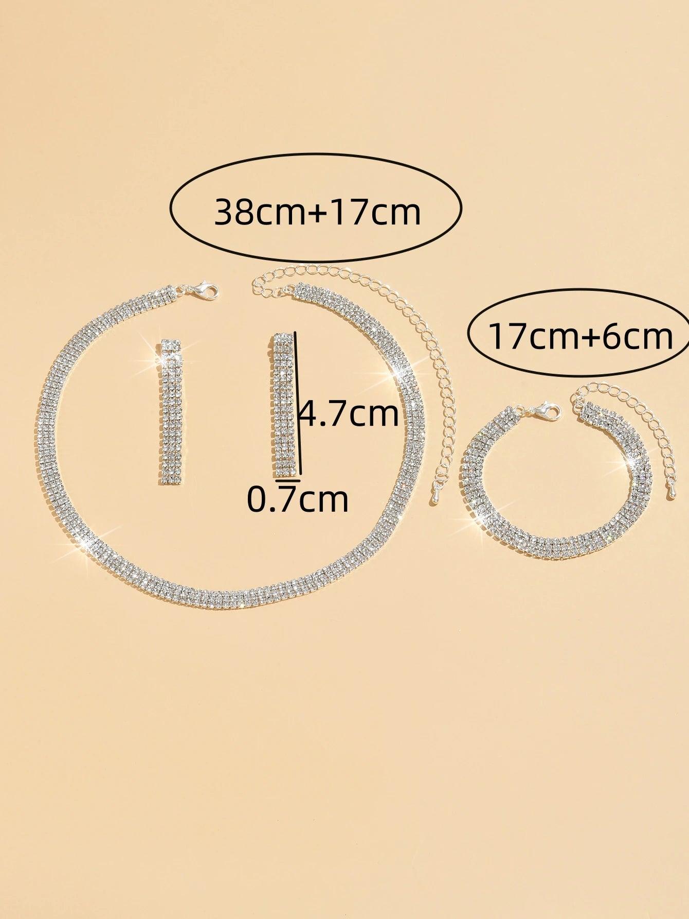 4 pieces of women's jewelry set with three drainage diamonds, necklaces, earrings, bracelets, bridal dress accessories Good Vibrations Adult Super Store