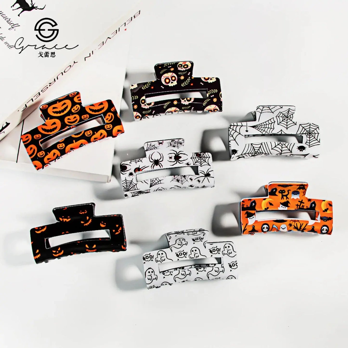 Women's Ghost Pumpkin Hairpin Ghost Face Halloween Grab For Cool Girls Funny And Joyful Hairpin Spider Web Side Clip Decorations Good Vibrations