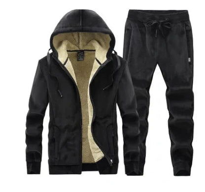 Cashmere Mens Fleece Warm Tracksuit Male Winter Warm Hooded Fashion Sets Mens Hoodies + Pants Sportswear Sets WinterThick Set Good Vibrations
