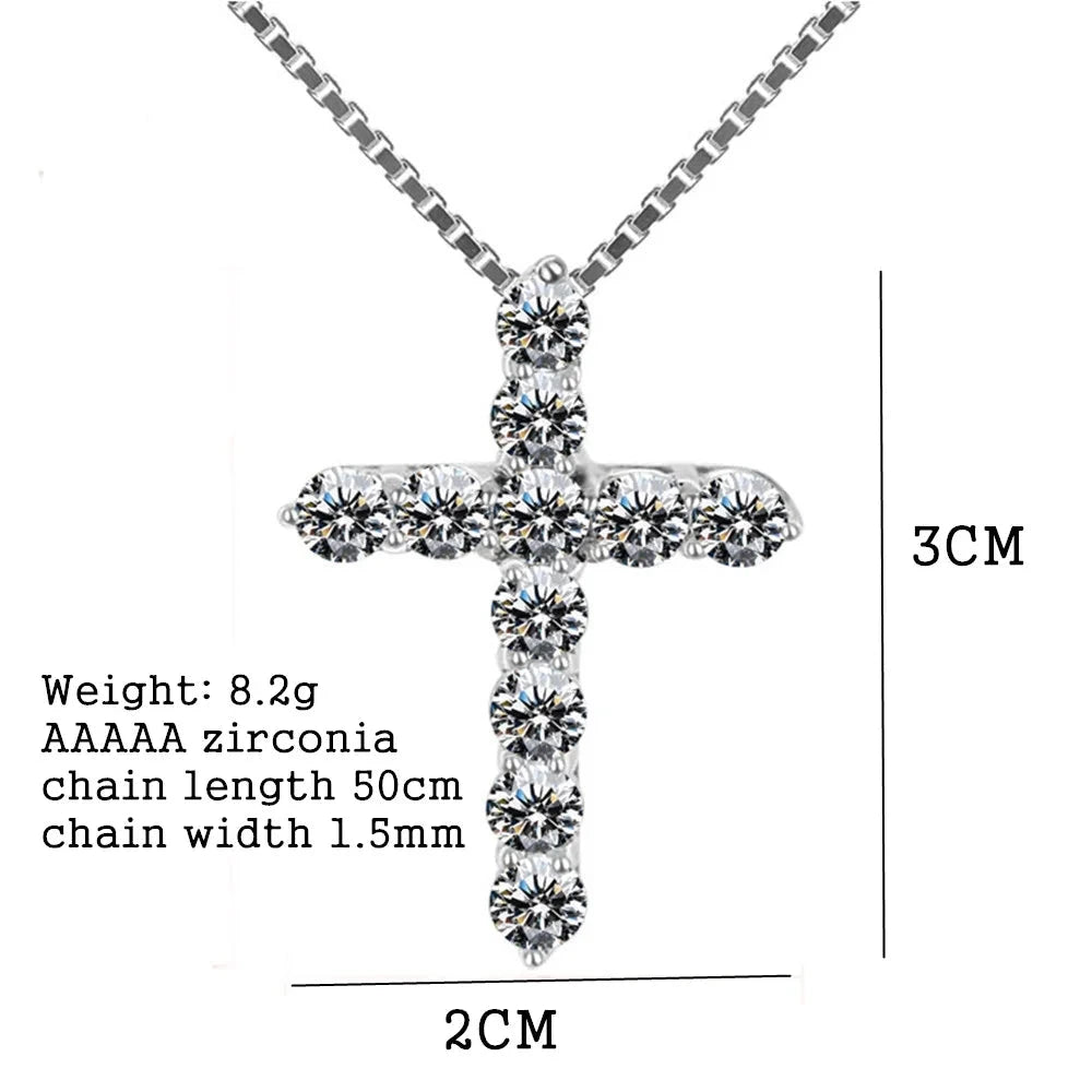 16-24inches 925 Sterling Silver Necklace Box chain Shiny crystal classic cross Pendant For Women men Fashion Jewelry Gifts Good Vibrations