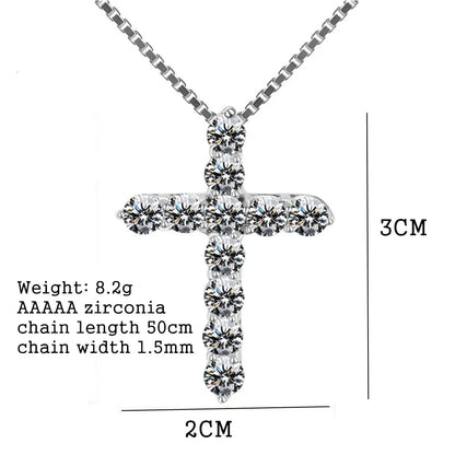 16-24inches 925 Sterling Silver Necklace Box chain Shiny crystal classic cross Pendant For Women men Fashion Jewelry Gifts Good Vibrations