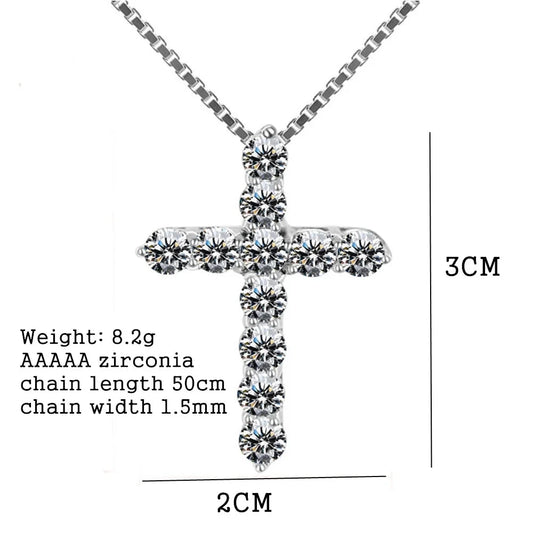 16-24inches 925 Sterling Silver Necklace Box chain Shiny crystal classic cross Pendant For Women men Fashion Jewelry Gifts Good Vibrations