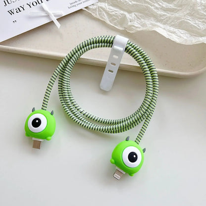 New Cartoon Charger Cable Protector for IPhone 15 14 13 12 18W 20W Charger Protection Cover Stitch Data Line Winder Protective Good Vibrations