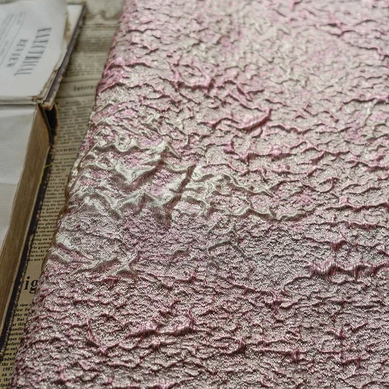 Pink Embossed Bubble Glitter Wrinkled Jacquard Fabric Women's Tutu Skirt Wedding Dress DIY Sewing Fabric Good Vibrations