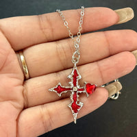 Gothic Cross Necklace for Women Men Punk Religious Crucifix Heart Amulet Necklaces Jewelry Gifts Good Vibrations