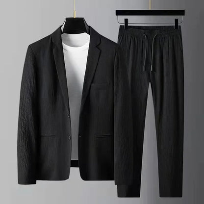 2024 Summer and Autumn New Fashion Suit Men's Long Sleeved High End Quality Casual Set Korean Edition Casual Two Piece Set Good Vibrations