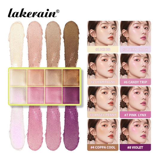 8Colors Highlight/Brow/Blush Palett Enhance Facial Three-dimensional Makeup Shimmer Waterproof Makeup Tool Cosmetic Good Vibrations