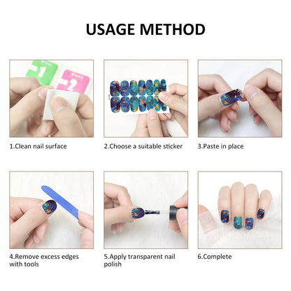 10 Sheets Vibrant Full Wrap Nail Polish Stickers Self-Adhesive Nail Decals for DIY Nail Art Manicure Designer Nail Art Stickers Good Vibrations