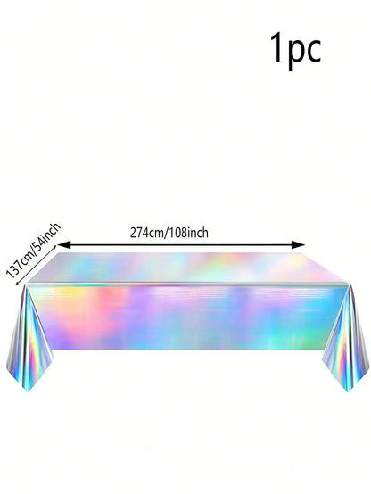 Rainbow Party Supplies Decorations, Holographic Paper Plates and Napkins Set for Birthday Wedding Holiday Party, Christmas Good Vibrations