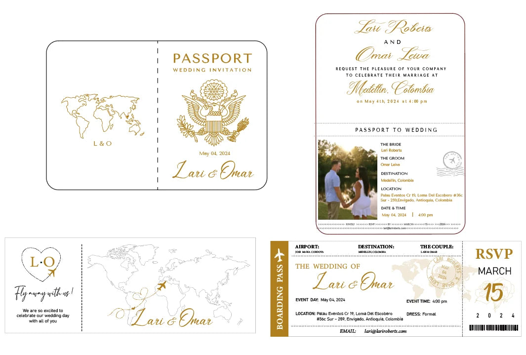 30/55pcs Sage Green Invitation, Custom Paper Passport Tickets Invite Cards With Acrylic Plane, Travel Wedding Theme Template Good Vibrations