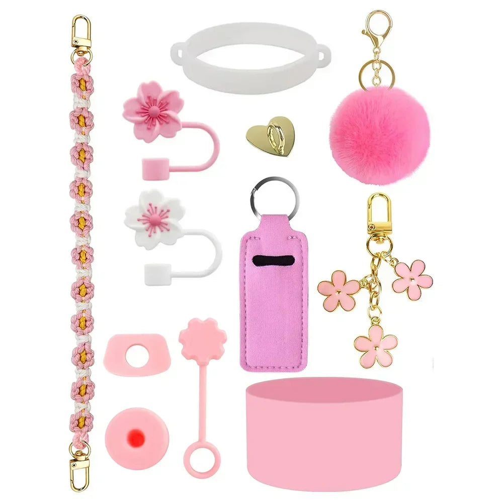 12PCS Accessories for Stanley Cup 30oz 40oz Tumbler Water Bottle Handle Strap Straw Toppers Keychain Charms Silicone Cup Boot Good Vibrations Adult Super Store