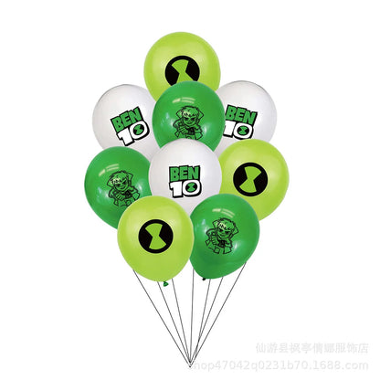 Cartoon Ben-10 Birthday Party Decoration Balloons Favor Set Banner Cake Toppers Baby Shower Boys Gift Party Supplies Photo Prop Good Vibrations