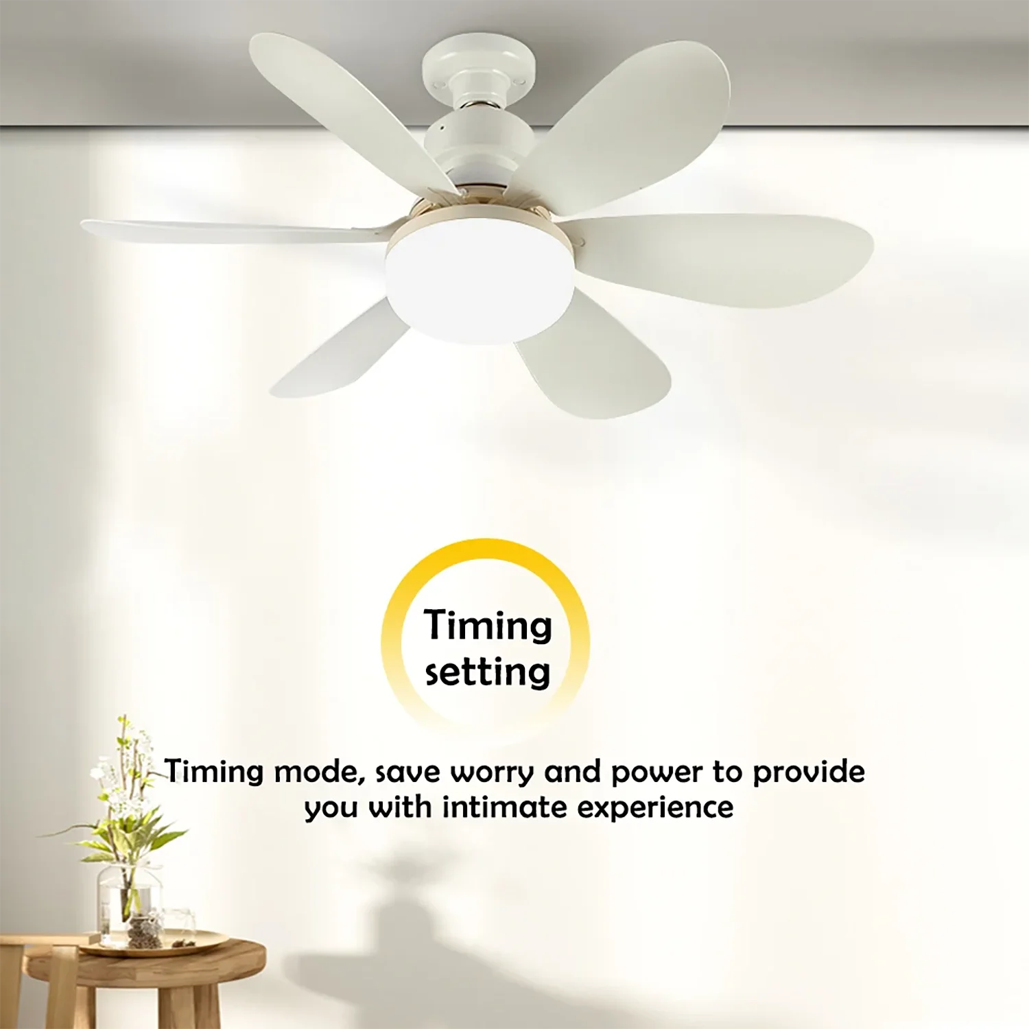 Socket Fan Light with Remote, 20.5in Small Ceiling Fan with LED, E26/27 Cordless Light Screw Fan for Kitchen Bedroom, Small Room Good Vibrations