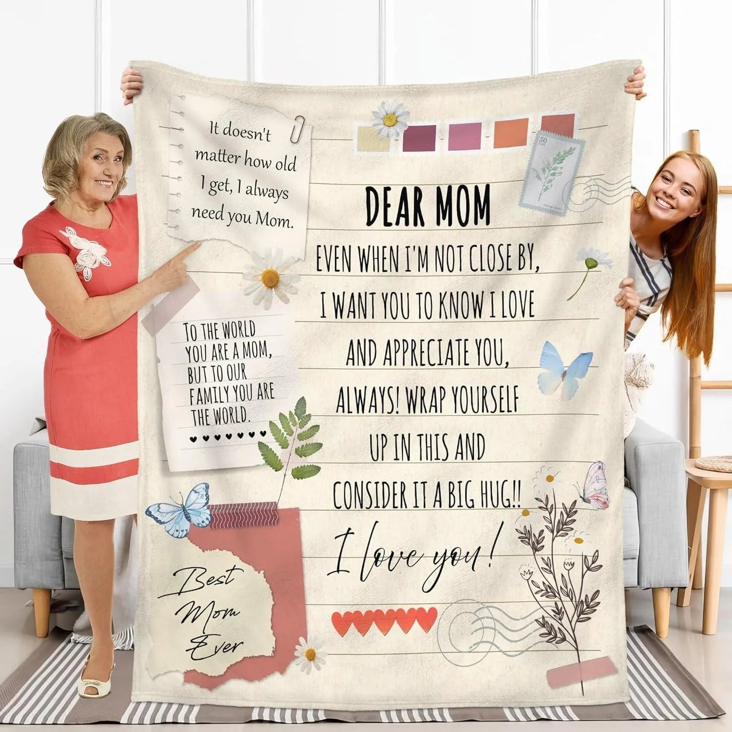 Gifts from Daughter Son for Mother's Day Birthday Mom Gifts Anniversary Unique Gifts for Mom Super Soft Flannel Throw Blankets Good Vibrations