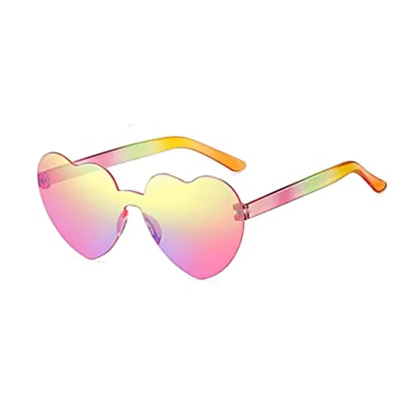 Color Transparent Sunglasses Women Heart Shaped Sun Glasses Fashion Travel Outdoor UV400 Shades Party Eyewear Goggle Men Gifts Good Vibrations