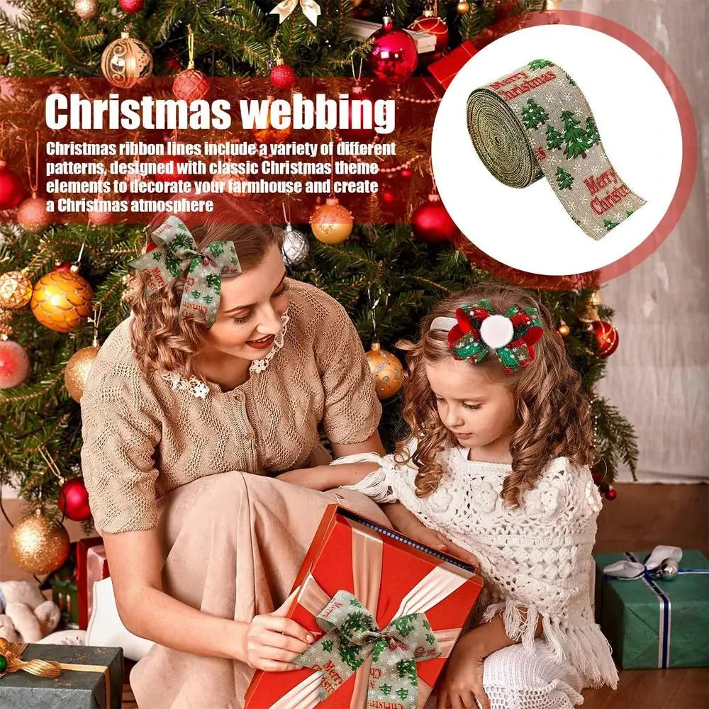 Christmas Ribbon Holiday Wreath Tie Decorative Bow Accessories Wired Edge Ribbon  Holiday Packaging Streamer  ﻿ Good Vibrations