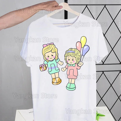 Polly Pocket Print T-Shirt Casual Crew Neck Short Sleeve T-Shirt Women's Clothing Good Vibrations