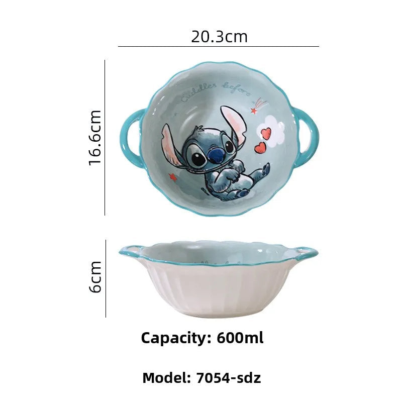 Stitch Dinnerware High Quality Ceramic Bowl Children's Adult Tableware Cartoon Disc Microwave Oven Available Housewarming Gift Good Vibrations