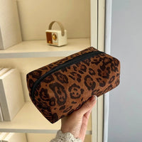 Large Women Leopard Cosmetic Bag Box Shaped Zipper Make Up Bag Travel Washing Makeup Organizer Beauty Case Good Vibrations