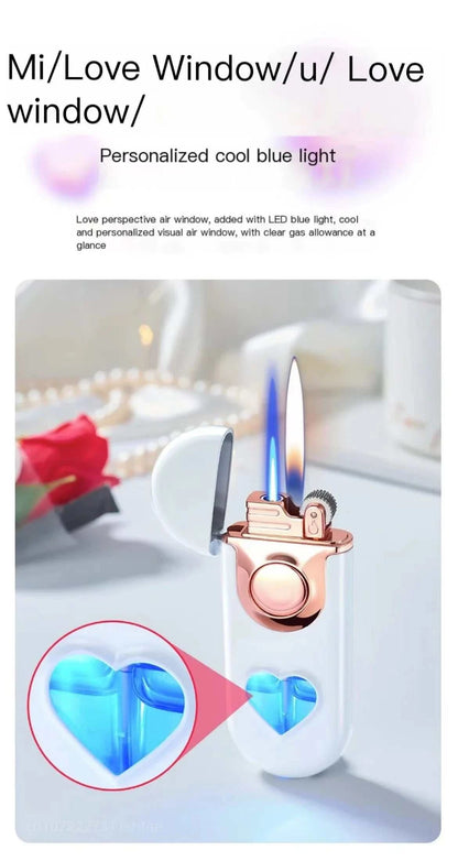 Metal Love Double Flame Butane Gas Lighter 