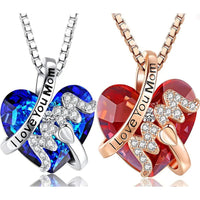 Luxury Fashion Mother's Day Gift Red/Blue Heart Pendant Necklace Mother's Day Necklace Chain Necklace Neck Accessories Good Vibrations Adult Super Store