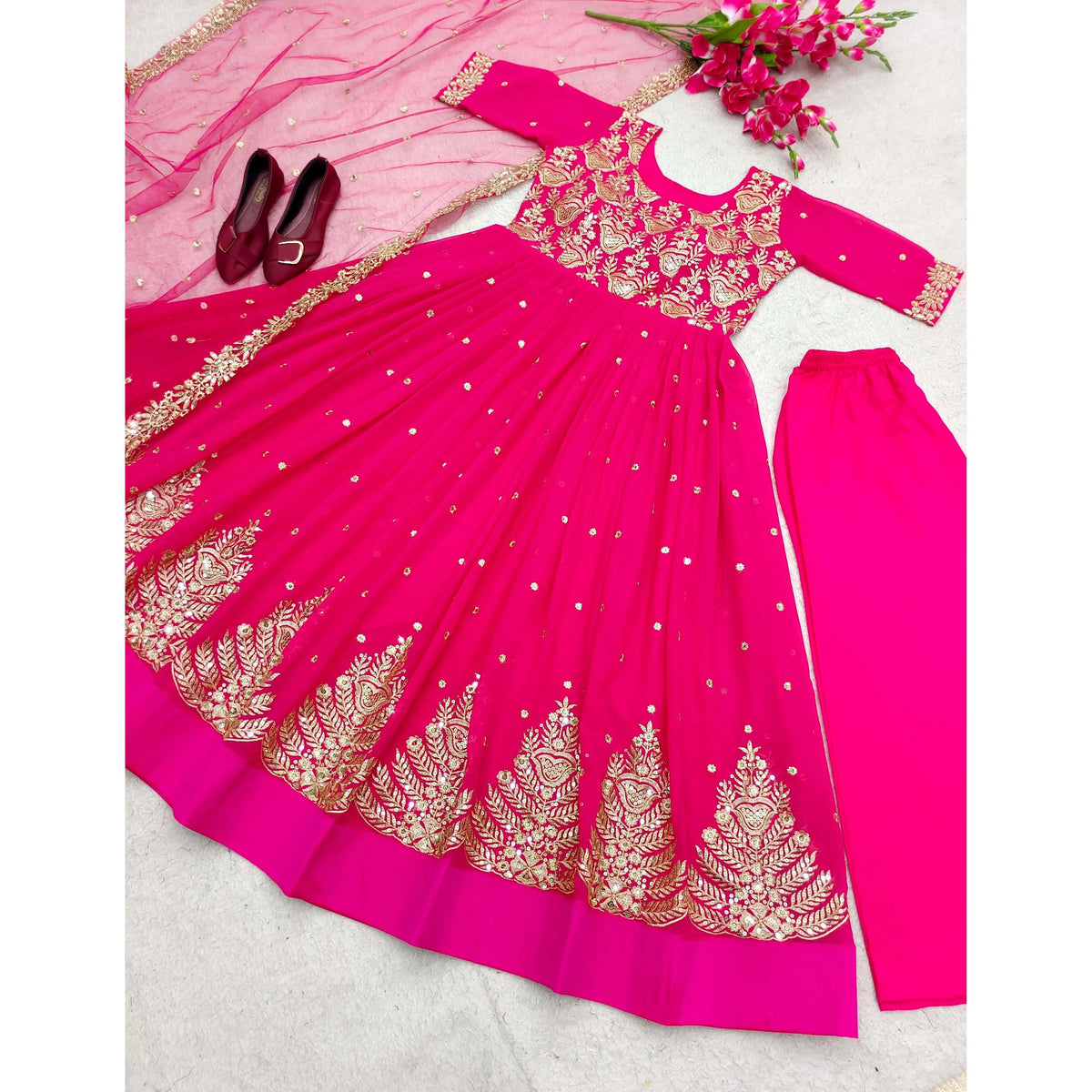 Designer Wedding Dresses Elegant Party Wear Gown with Pendant and Beautiful Dupatta Good Vibrations