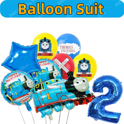 Thomas Birthday Decorations Cartoon Train Balloons Paper Tableware Stickers Backdrop For Kids Boy Girl Party Supplies Toy Gifts Good Vibrations