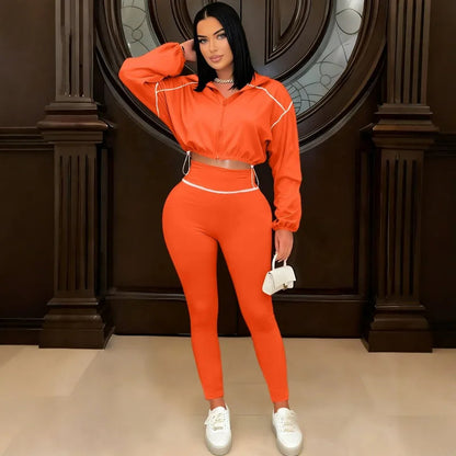 Two Piece Set Women Sexy Club Long Sleeve Paneled Stylish Casual Sport Suit Solid Color Zipper Tracksuits Sweat Suit Good Vibrations