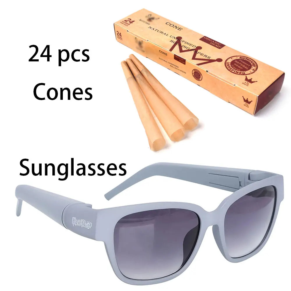 Fashion Sunglasses with Hidden Horn Tube Storage Removable Glasses Holder Rolling Paper Smoking Accessories Good Vibrations Adult Super Store