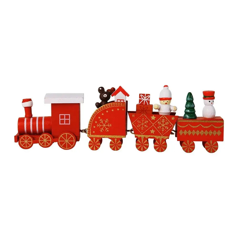 Christmas Train Painted Wooden Plastic  Mini Christmas Tree Train Christmas Decorations Festival Party Xmas Table Top Ornament Good Vibrations