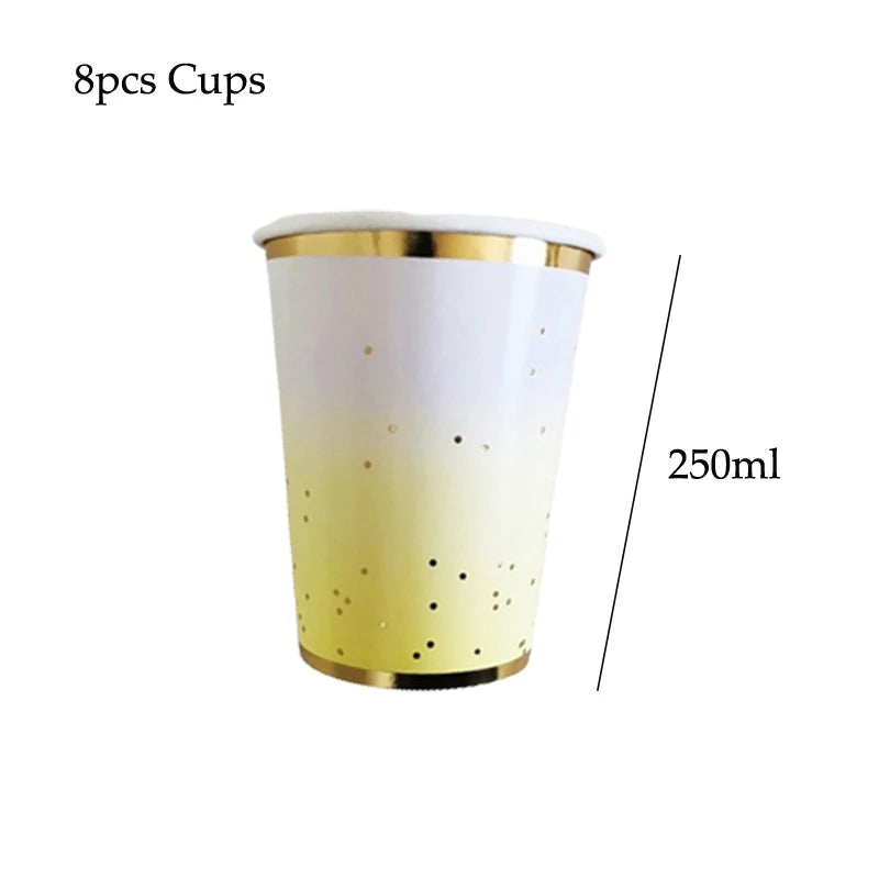 Pink Party Plates Rainbow Gold Dot Dinner Plates/cups/straws/Napkin Dishes Party Birthday Wedding Party Event Tableware Decorate Good Vibrations