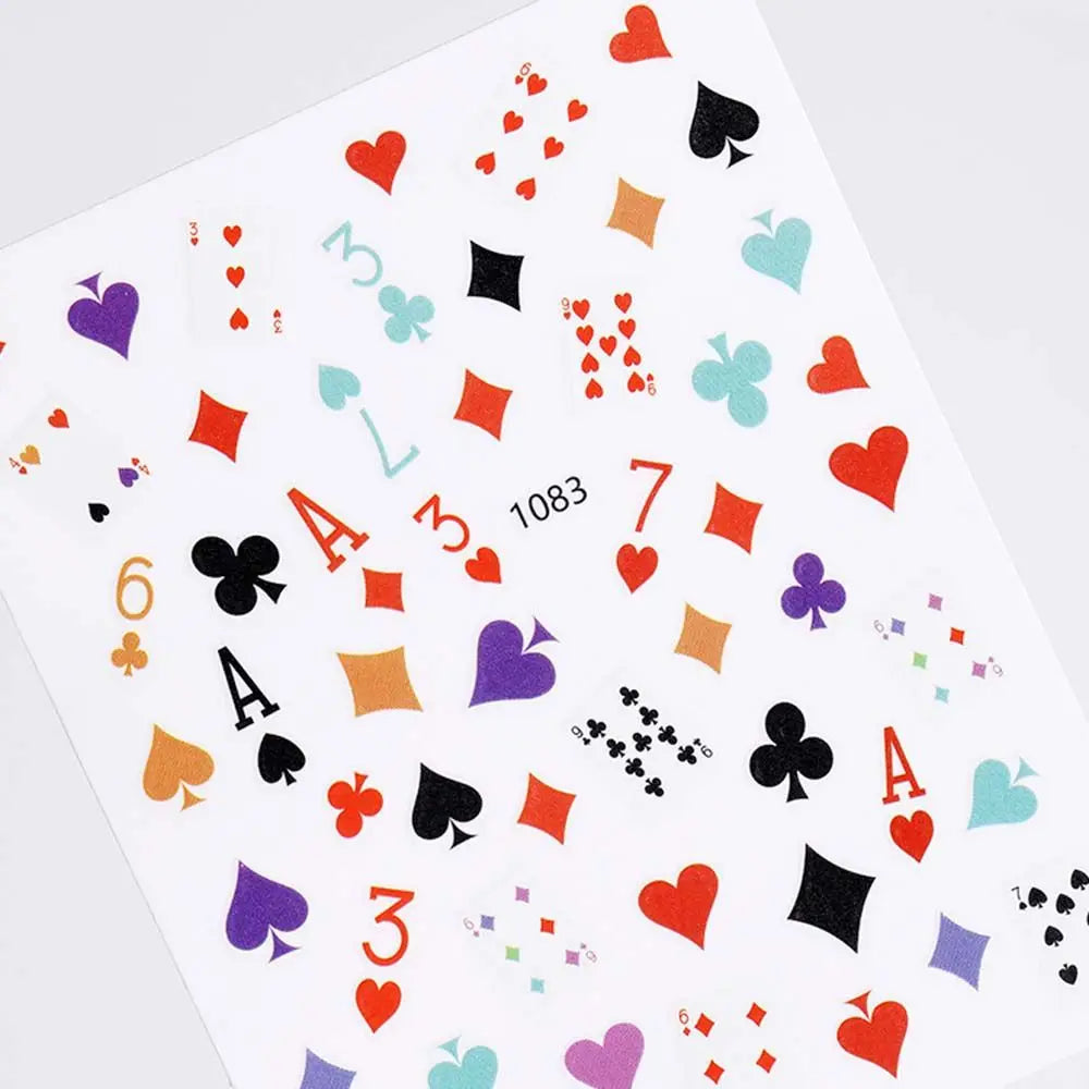Waterproof Adhesive Decals Interesting Manicure Poker Nail Art Sticker Playing Cards Design DIY Nail Decoration Good Vibrations