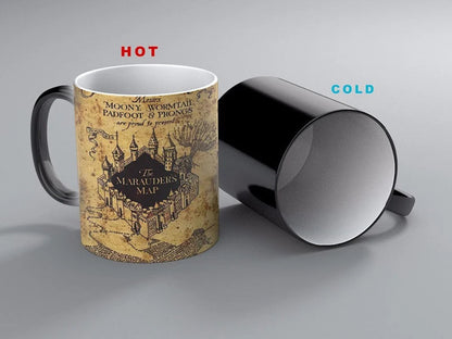 Creative Magic Mug,Color Changing Mug Marauders Map Mischief Managed Wine Tea Cup  Hot Drink Cup Creative Drinkware Gifts Good Vibrations
