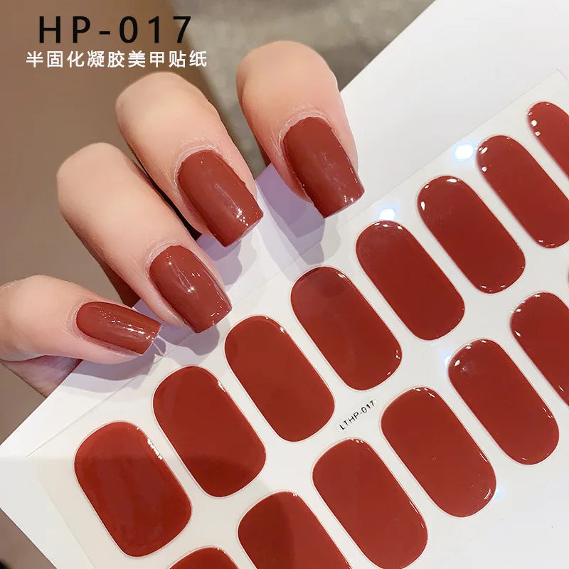 UV Semi-Cured Gel Nail Wraps Stickers Strips French Long Lasting Full Cover LED Gel Semi Cured Nail Sliders For Nail Extension & Good Vibrations