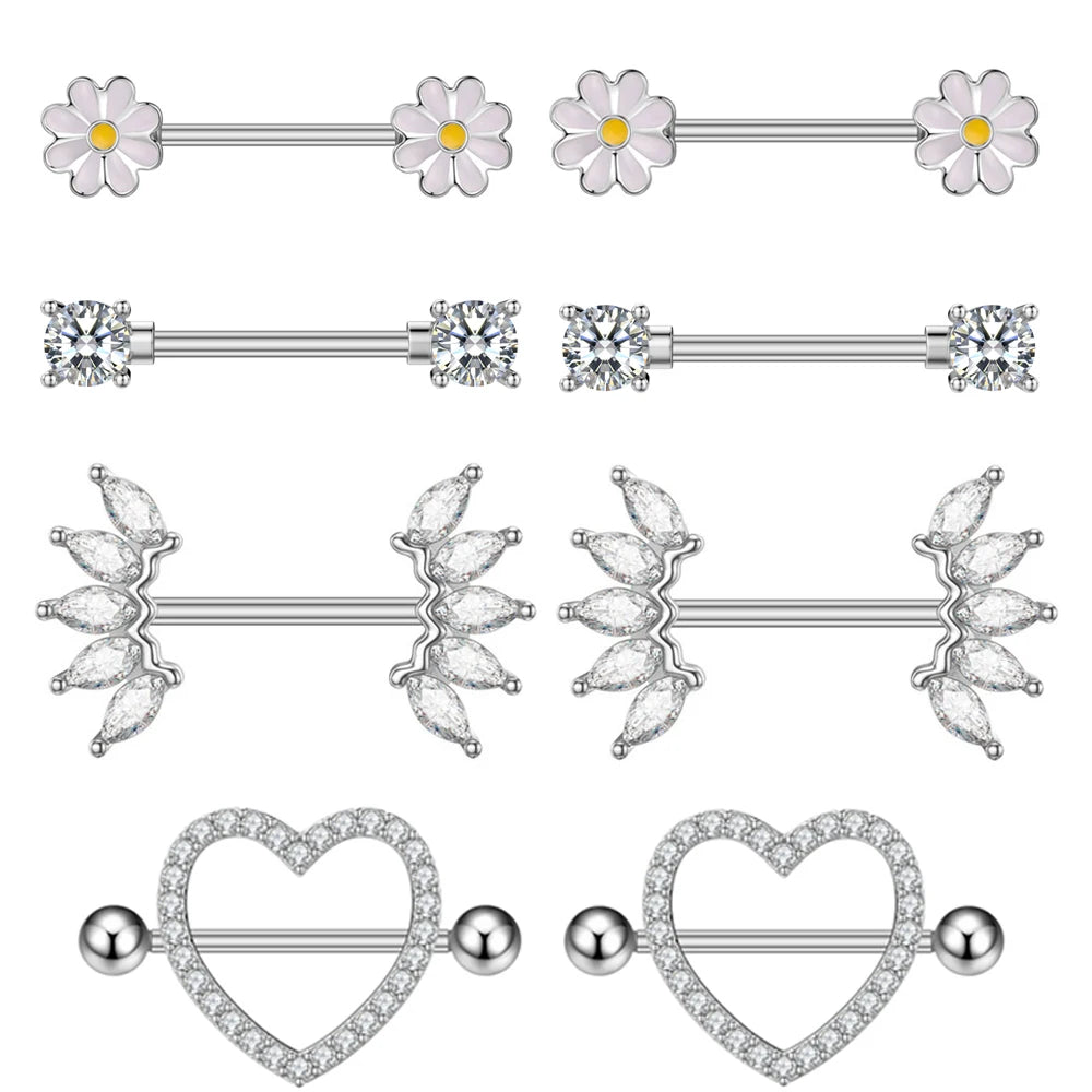 Mixed-style Sexy Nipple Rings Sets Heart Butterfly Dangle Nipple Piercing Bulk for Women Stainless Steel Cute Cat Shield Barbell Good Vibrations Adult Super Store