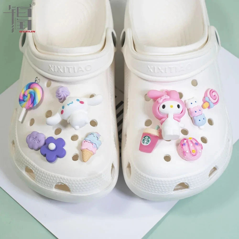 Sanrio Hello Kitty Croc Charms Kawaii Kuromi Shoe Buckle Accessories Girl Slippers DIY Decorations for Croc Jibz Gift Good Vibrations
