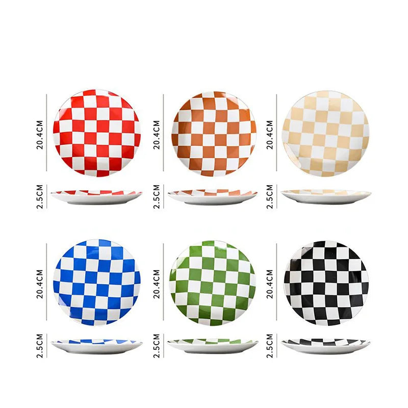 Creative Chess Grid Ceramic Plate Home Dinner Tableware Western Steak Plate Exquisite Bread Dessert Dishes Kitchen Utensils Home Good Vibrations