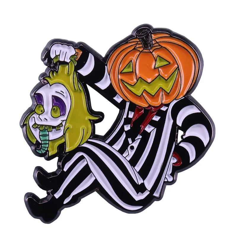 Halloween Accessories Horror Series Enamel Pin Men Women Lapel Pins for Backpack Iron Badges Brooch for Clothes Holiday Gifts Good Vibrations