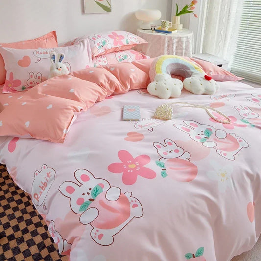 Bedding Set for Girl Boy Bedroom KIDS Modern Comforter Duvet Cover Flat Sheet Pillowcase  Home Textile Soft Bed Linen Good Vibrations