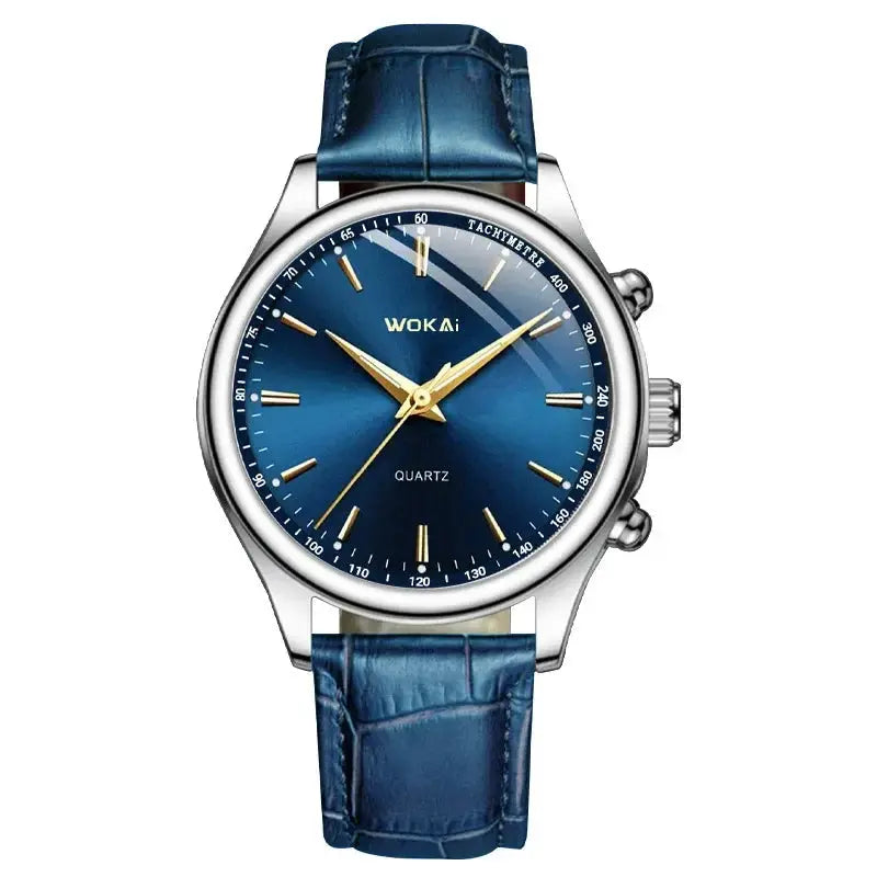 Fashion Male Clock Mens Casual Wristwatch Elegant Blue Quartz Leather Strap Watches Clock Gift Masculino Relogio Reloj Hombre Good Vibrations