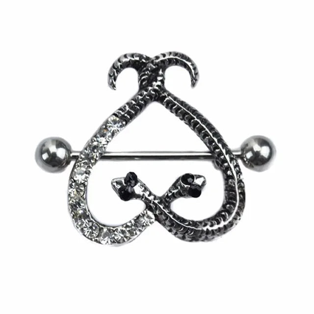 Straight Rod Snake Wing Nipple rings Breast Ring Heart Shaped Adjustable Nipple Piercing Human Jewelry Good Vibrations