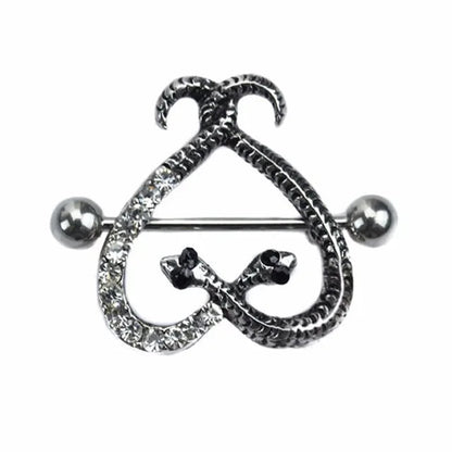 Straight Rod Snake Wing Nipple rings Breast Ring Heart Shaped Adjustable Nipple Piercing Human Jewelry Good Vibrations