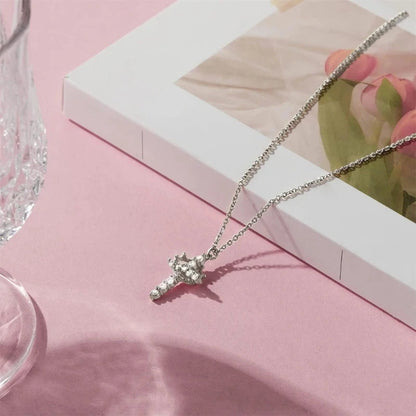 Elegant Crosses Choker Necklace Pendant with Stylish Jewelry Accessory for Trendy Women Ladies Daily Use Casual Wear Good Vibrations