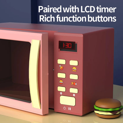 Toy Microwave Oven Playset with Light and Sound, Toy kitchen Appliances for Kids, Play kitchen accessories and Toy Food for Kids Good Vibrations