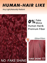 Glueless 200% Density 99J Burgundy Full Machine Made Deep Wave Wig with Bangs Water Wave Red Curly Human Hair Wigs Wear and Go Good Vibrations